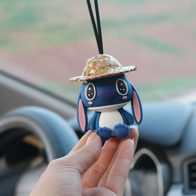 Disney Anime Movie Stitch Action Figure Car Interior Ornaments Accessories Auto Rearview Mirror Hanging Pendant Cute Model Decor