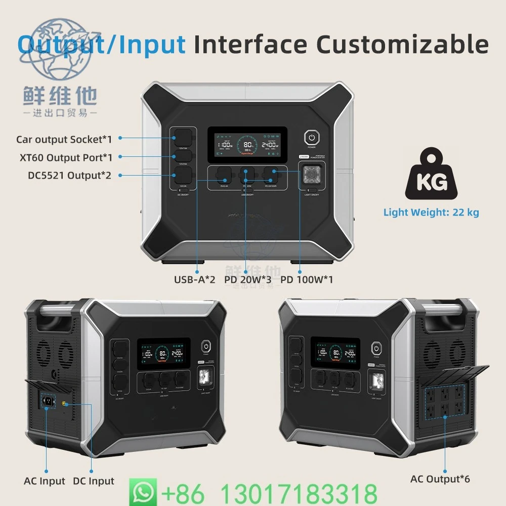 2400W Portable Power Station + 400W Solar Panel - Solar Generator Lithium Battery MPPT Controller, Car/Emergency Home Power