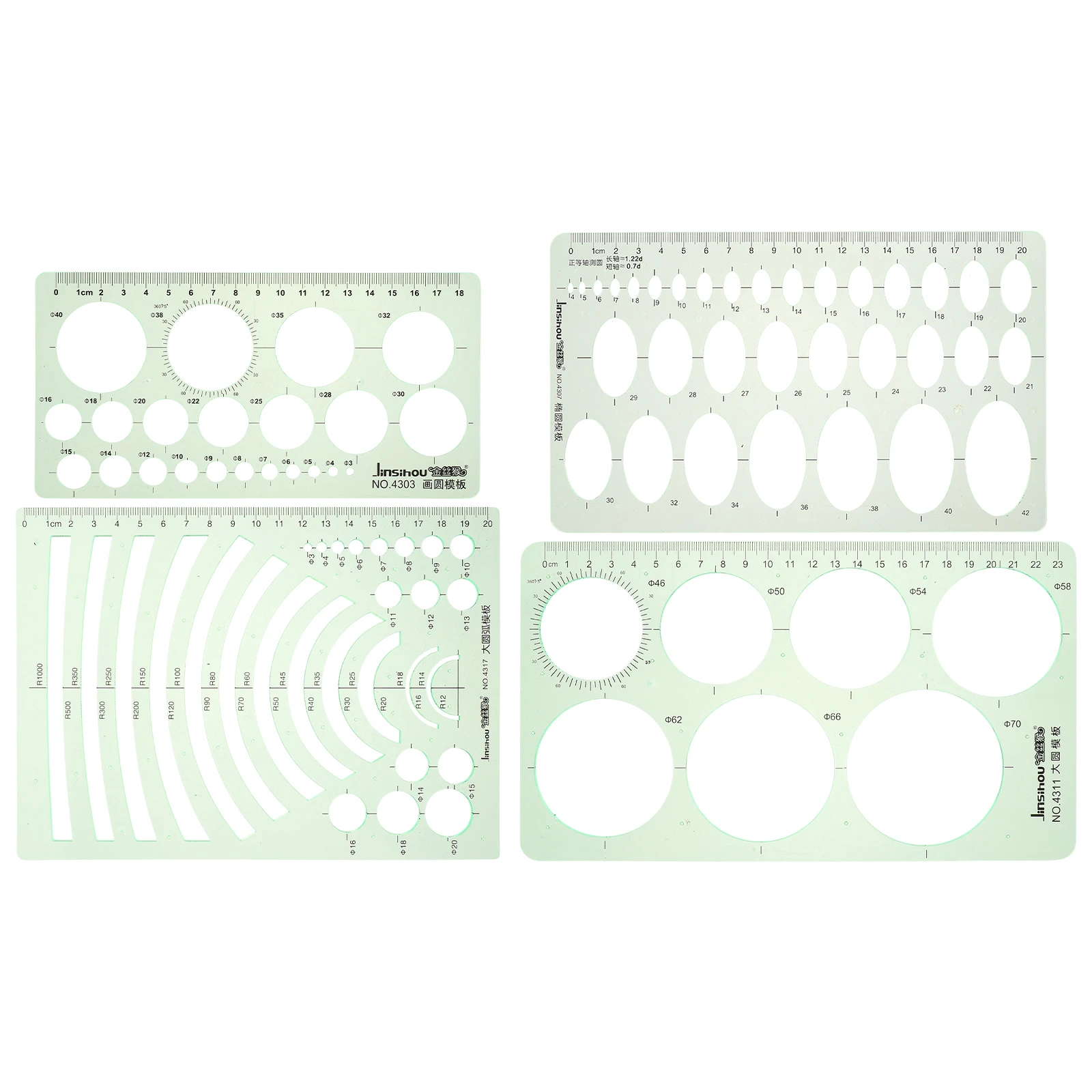 4 Pcs Geometric Drawing Template Ruler Drawings Design Templates Architecture Rulers Kit Geometry Measuring Round Building