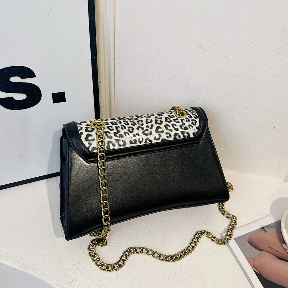 2024 New Fashion Leopard Print Luxury Designer Crossbody Bags for Women PU Leather Chain Shoulder Bag Laies Purse Handbag Winter