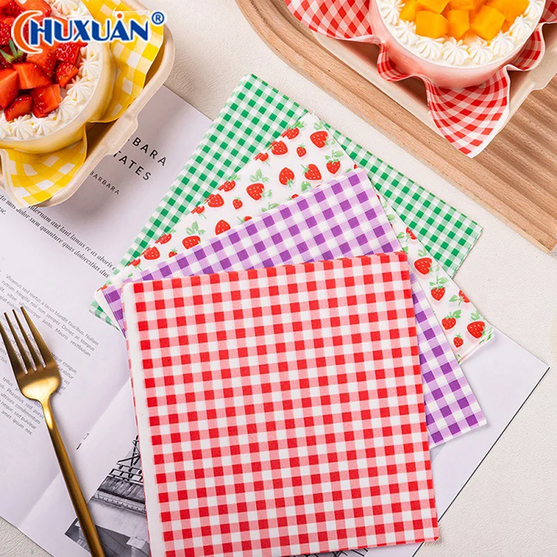 [Q]100Pcs Greaseproof Paper Liners Sandwich Wrapping Paper 7 Colors Wax Paper Sheets For BBQ Picnic Festival Party Fast Food