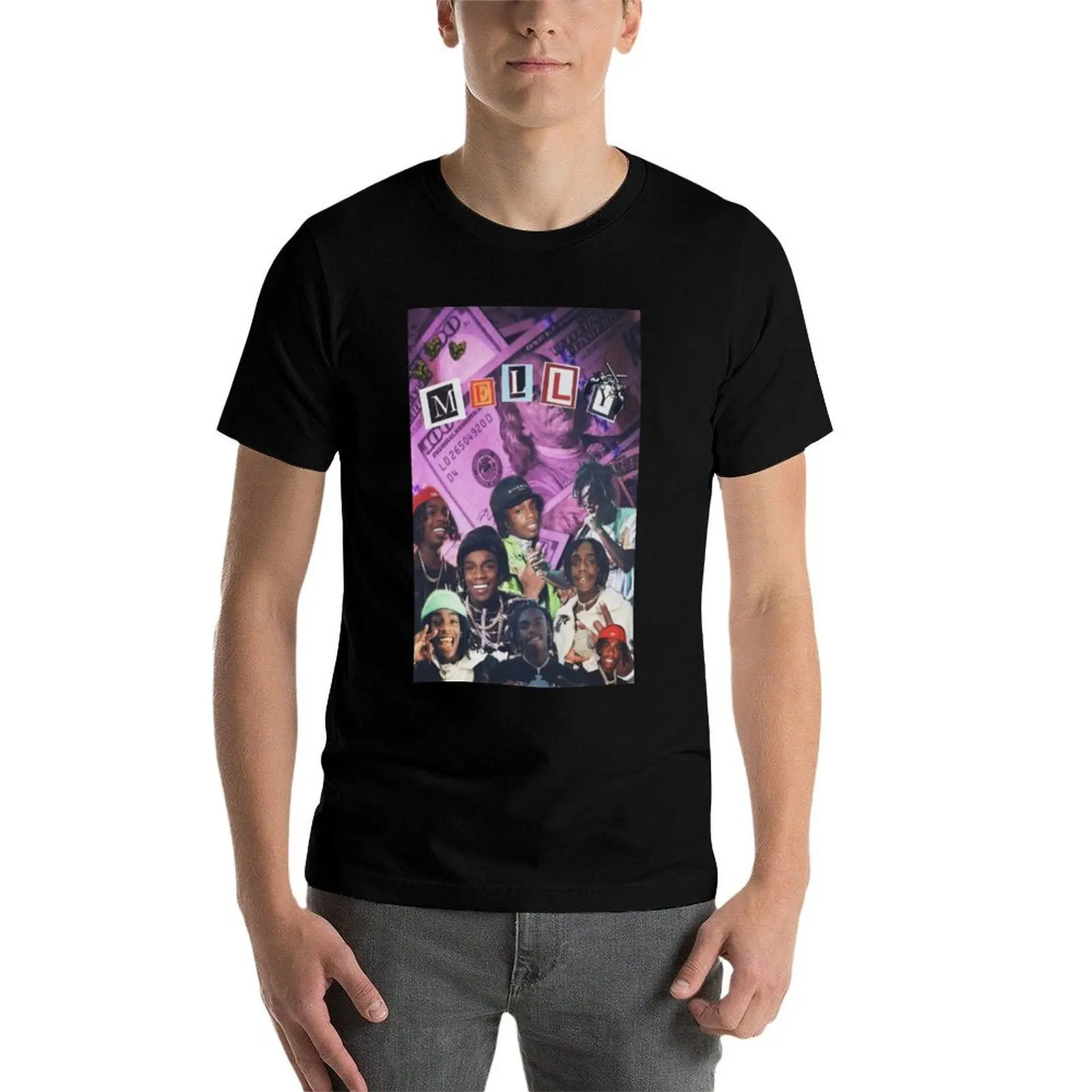 

ynw melly collage purple T-Shirt t shirts for man graphic tees cotton t shirts man 100% T-Shirt