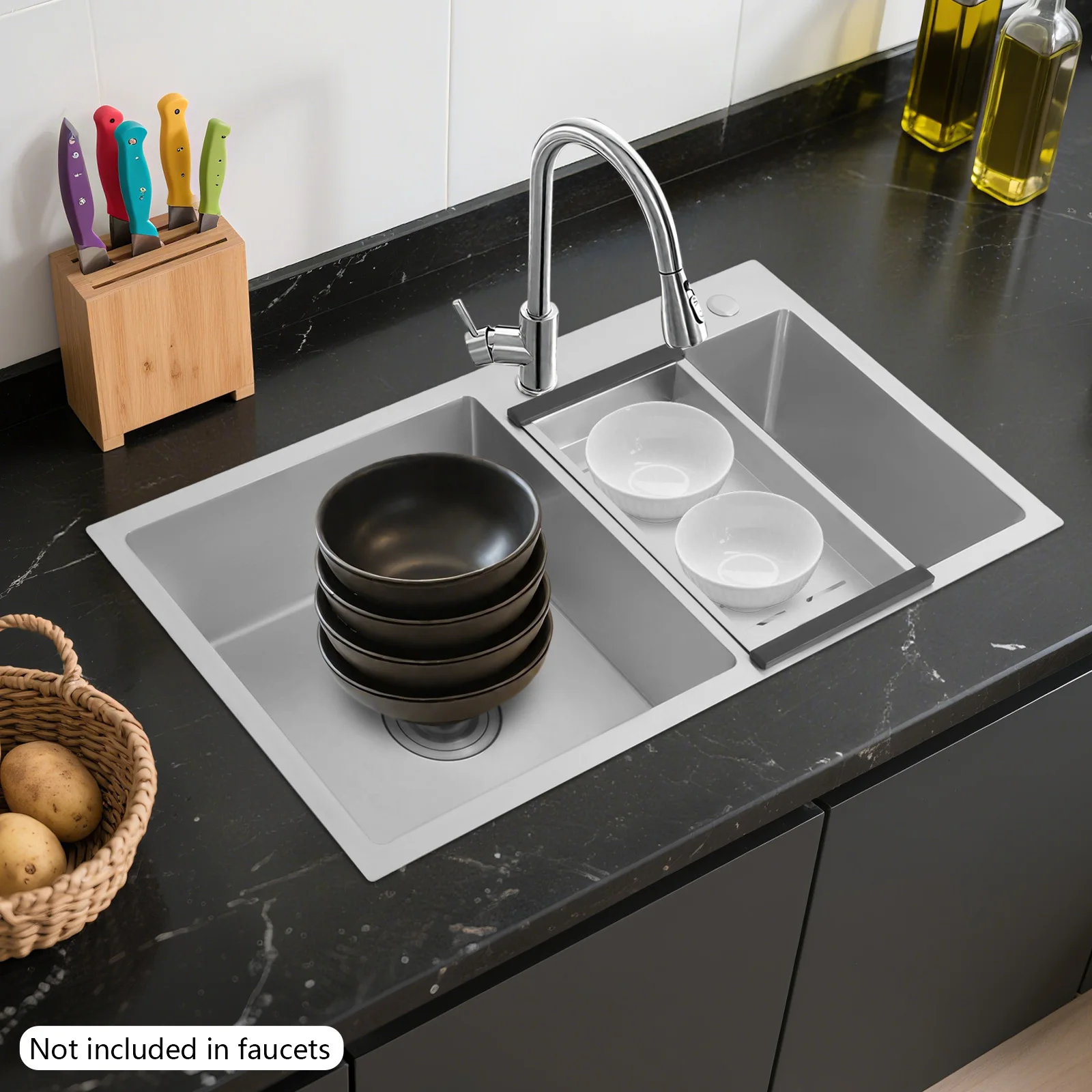

Stainless Steel Double Bowl Kitchen Sink with Noise Reduction & Efficient Drainage System for Easy Cleaning