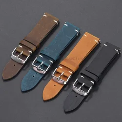 Vintage Soft Genuine Leather Watchband 18mm 20mm 21mm 22mm Handmade Stitch Strap for Huawei WatchGt3/Gt4 46mm Men Women Bracelet