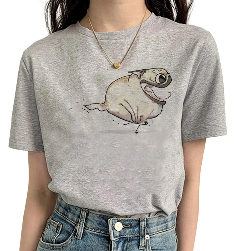 Pug top women Y2K anime t shirt female manga designer clothing