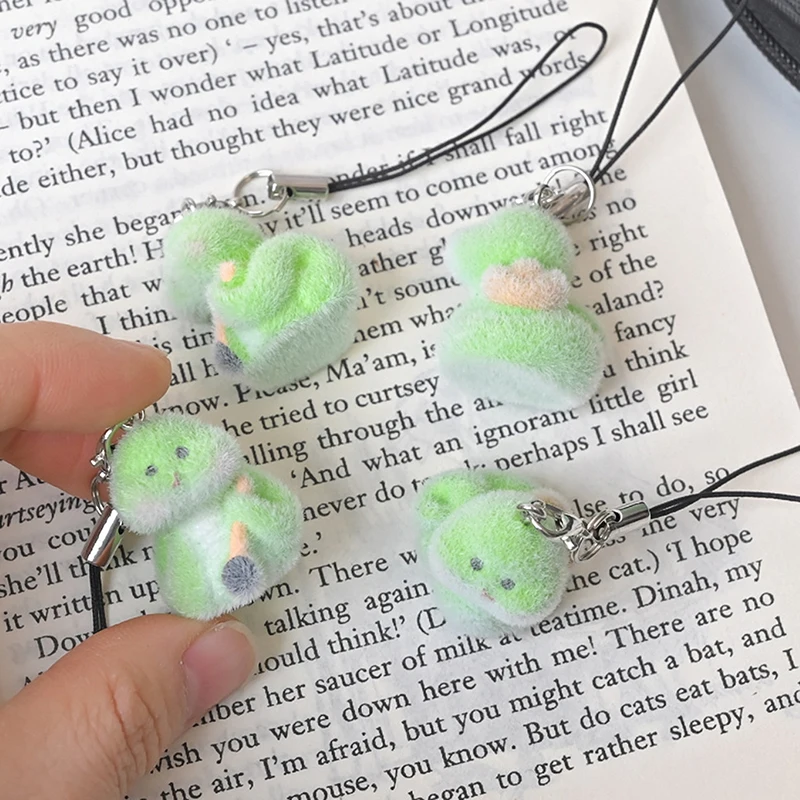 Cute Cartoon Flocking Snake Keychain Cute Plush Animal Cartoon Mobile Phone Chain Bag Pendant Lovely Key Accessories Gifts