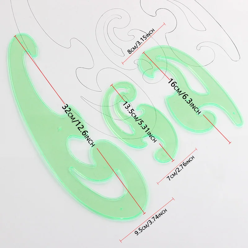 French double-sided Ink Groove curve ruler set 7 rulers Technical drawing templates curve cloud ruler