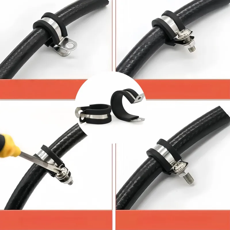 Tube Fastening Clips 17 pcs M20, Vibration Dampening, Rubber Cushion Liner, for Cable Wire Management, Multipurpose
