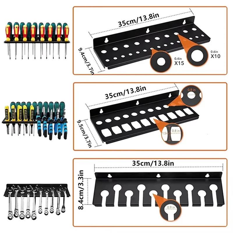 AAAN-Organizzatore per cacciaviti in metallo Forrepair Officina Appendiabiti Scaffale Hardware Appendiabiti Organizzatore di utensili Porta chiavi