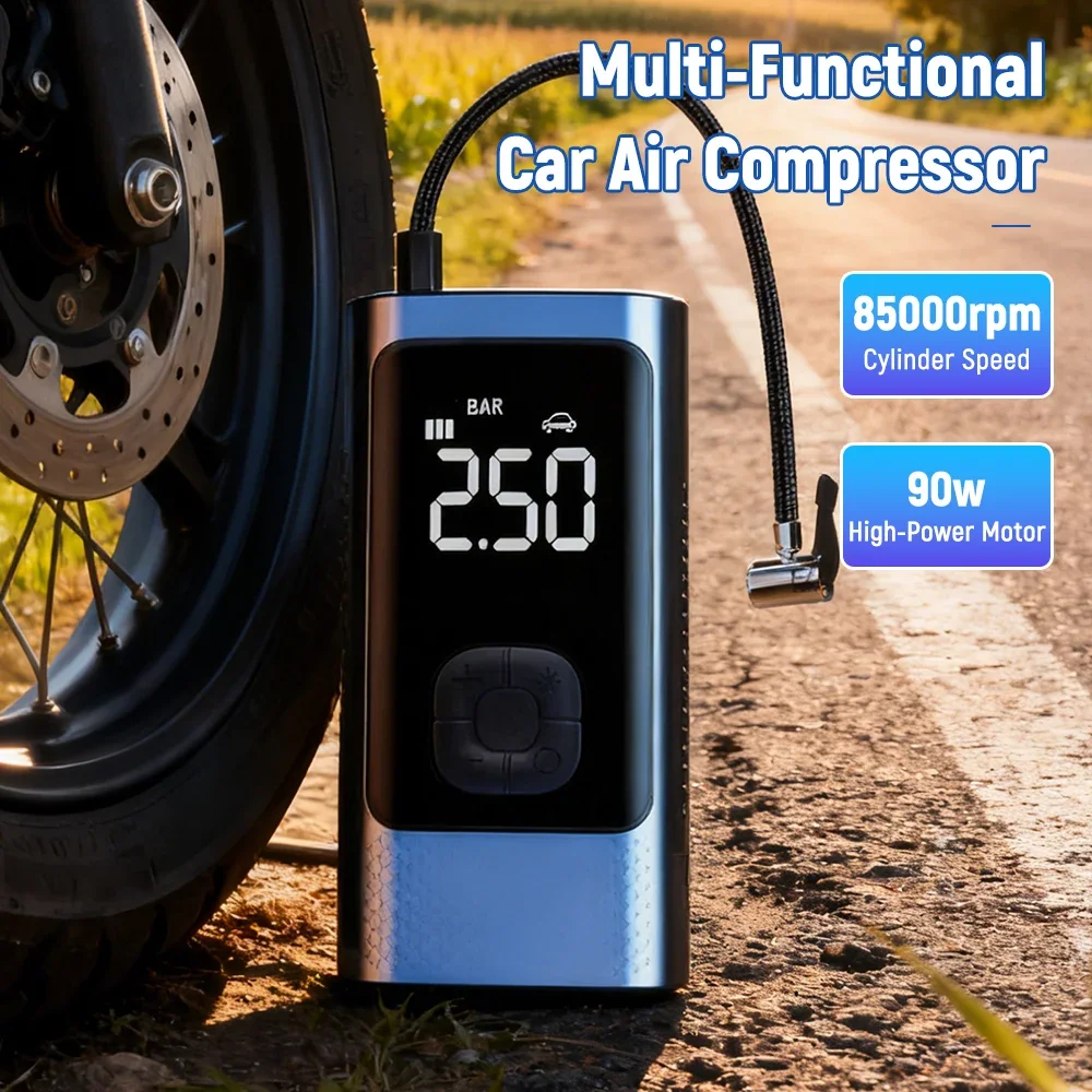 

Перезаряжаемый электрический воздушный насос, мини-портативный шинный насос для автомобиля и велосипеда, автоматический автомобильный насос для накачивания шин с дисплеем, воздушный компрессор