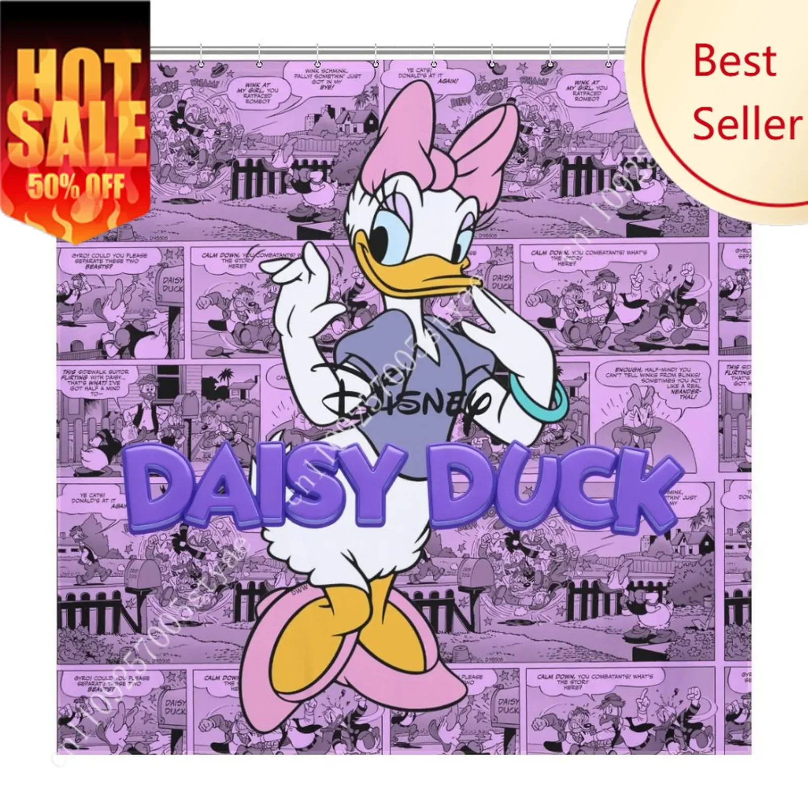 

Daisy Duck Shower Curtain Disney Cartoon Movie Kids Cute Animal Bathroom Home Party Decor Waterproof Custom Bath Curtain