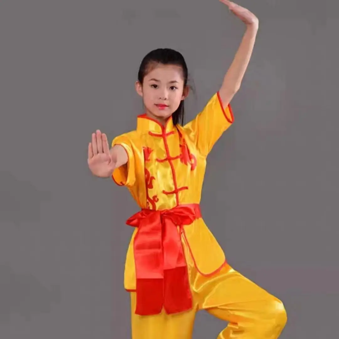 2024 chinese children tai chi wushu clothing dragon print martial arts suit kung fu uniform wing chun shaolin chinese kungfu set