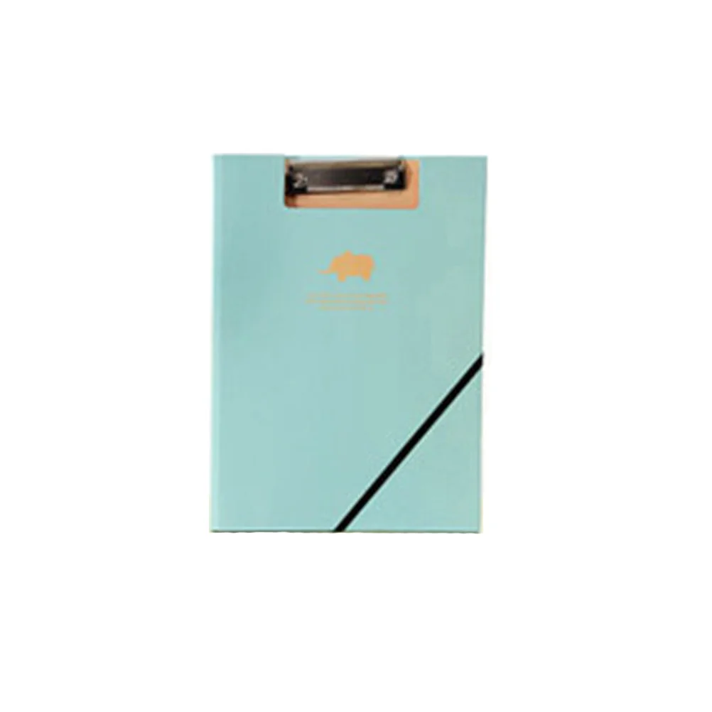 A4 Creative Office Stationary Double-clip Document File Folder Data Paper Clipboards with (Blue File Folder with Random Color of