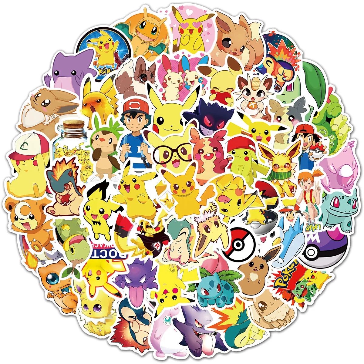 100PCS Pokemon Kawaii Pikachu Stickers Kids Toys for Luggage Skateboard Phone Laptop Motorcycle Bicycle Guitar Sticker