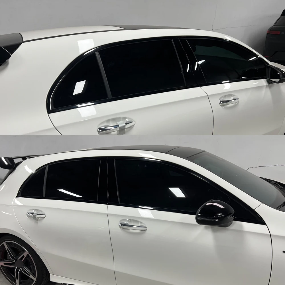 

For Mercedes Benz A-Class W177 2019-2024 hatchback Window Chrome Delete Blackout ABC Pillars Glossy Black Stickers