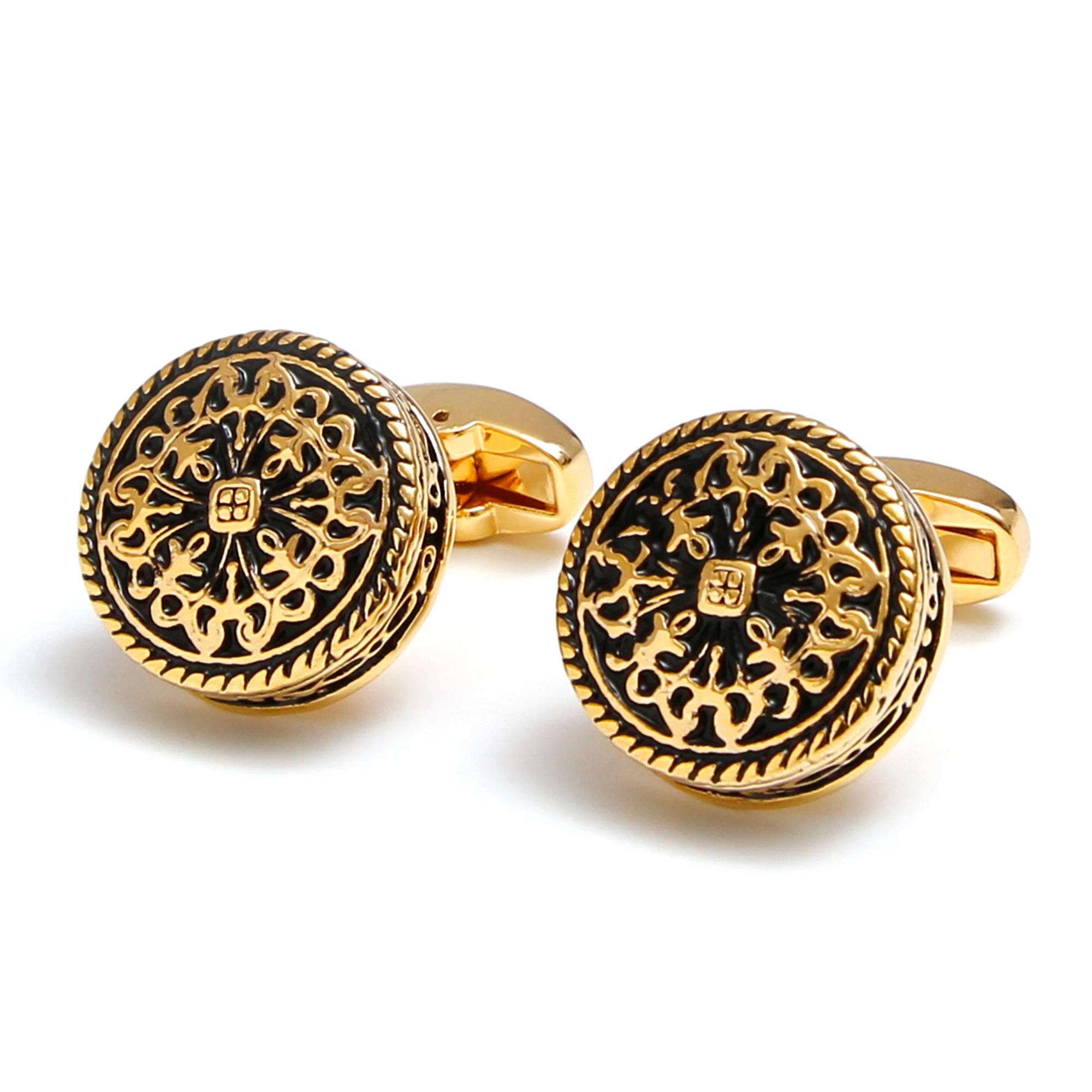 Cufflinks for Men TOMYE XK25005 Elegant Vintage Pattern Golden Copper Dress Shirt Cuff Links Jewelry