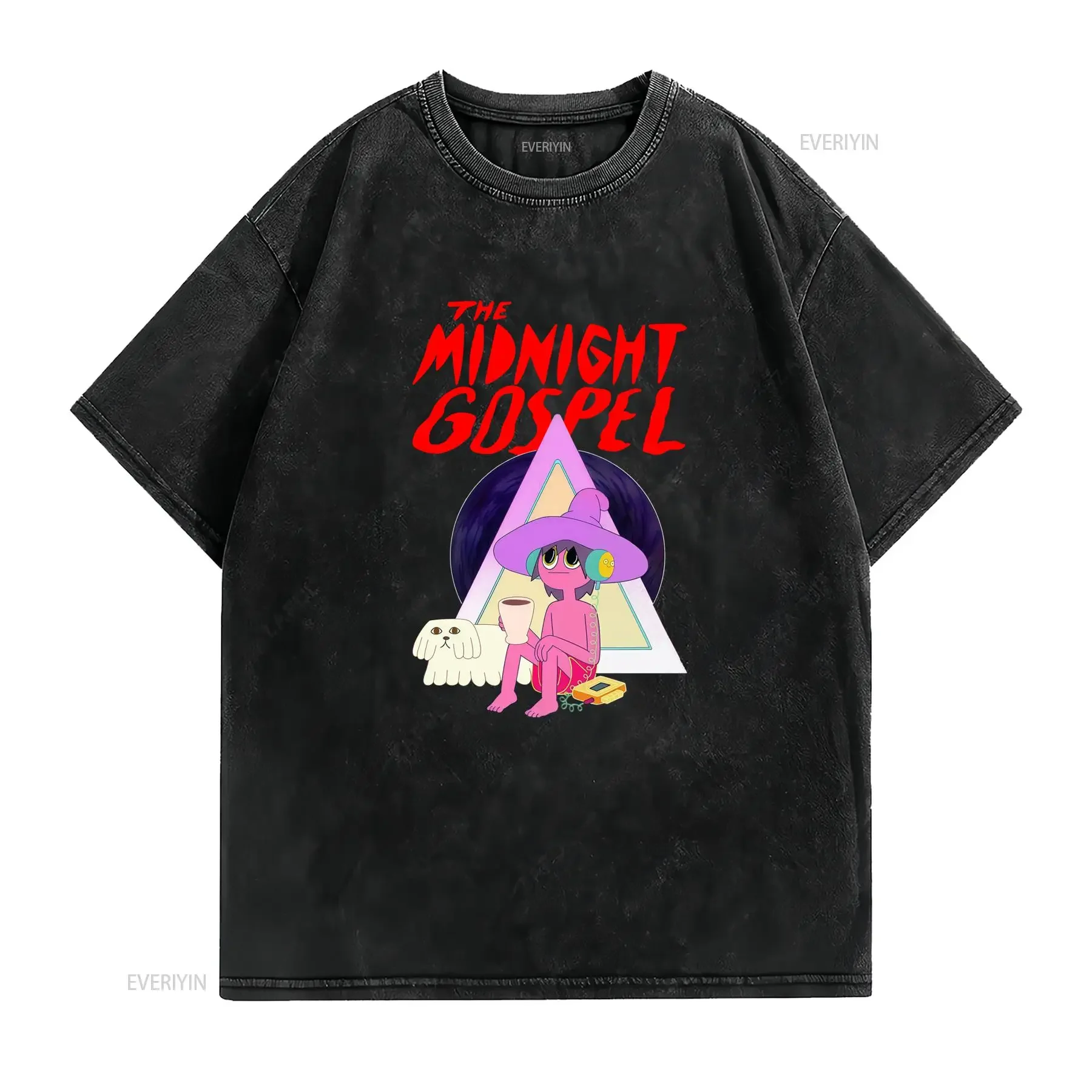 Trippy Cartoon The Midnight Gospel Print Casual Streetwear T Shirt vintage Washed Unisex streetwear Stretched Breathable Soft