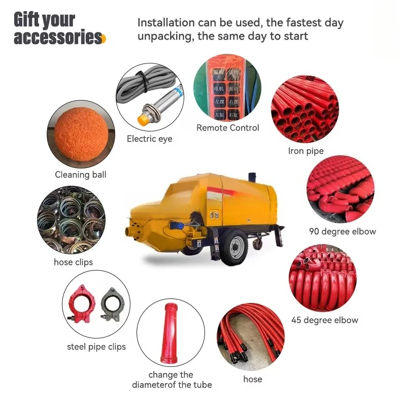 Double Cylinder Enclosed Diesel Concrete Pump Produced By Industrial Leading Source Factory For Outdoor Pouring Operations