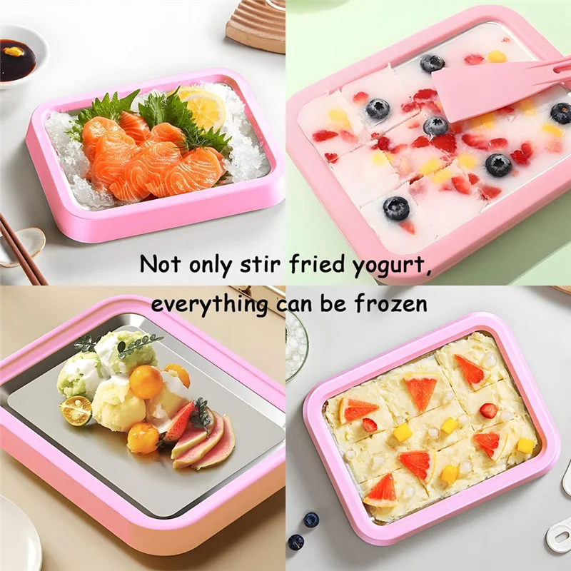 B58B-Ice Cream Frozen Yogurt Machine Great For Making Ice Cream, Fruit Shakes, Smoothies Quick Cooling Tray With Two Scrapers