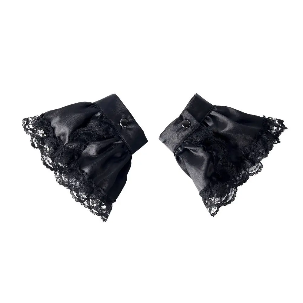 Accessory Set Detachable Victorian Lace Jabot Victorian Style Black White Fake Collar Ruffled Cosplay Accessory