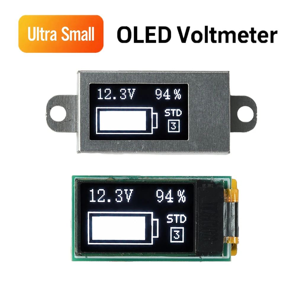 DC 0-30V Digital Voltmeter & Battery Meter Ultra-Thin 0.5-Inch OLED Display Voltage Tester 1-6S Adjustable Battery Level Tester