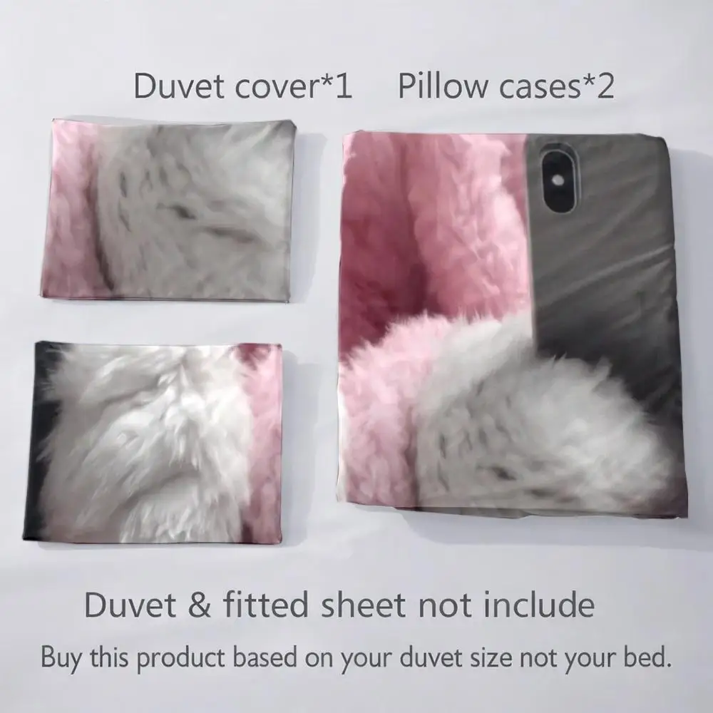 Christmas Bedding Set with Pillowcases and Duvet Cover, 3-Piece Set, 1 Duvet Cover + 2 Pillowcases (Without Filling) 2D Flat Printing, Pink Rabbit Paw Print Theme, Cute Cartoon Style, Halloween Party Decoration, Essential for Creating Atmosphere