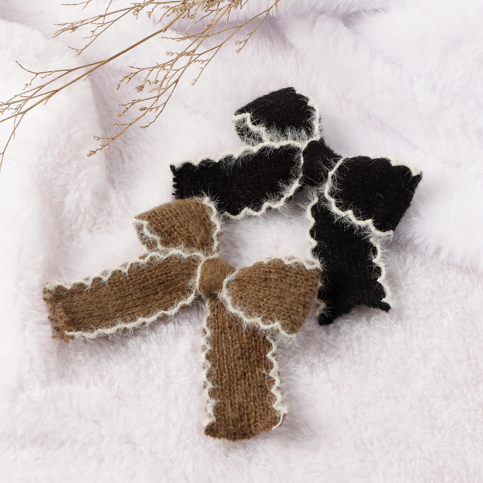 女の子用ニットボウヘアピン,ヘアクリップ,愛らしいヘアアクセサリー,パーティー,毎日の装飾,秋,冬,新品,2個