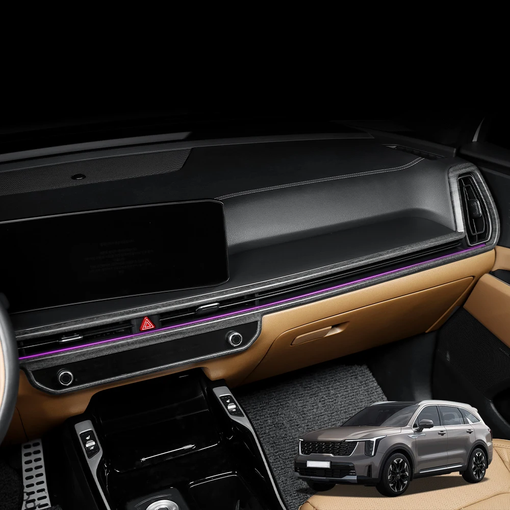 

Wood Grian Style Instrument Panel Decorative Frame Car Dashboard Trim Stripe Cover Interior For Kia Sorento MQ4 2024-2026 LHD