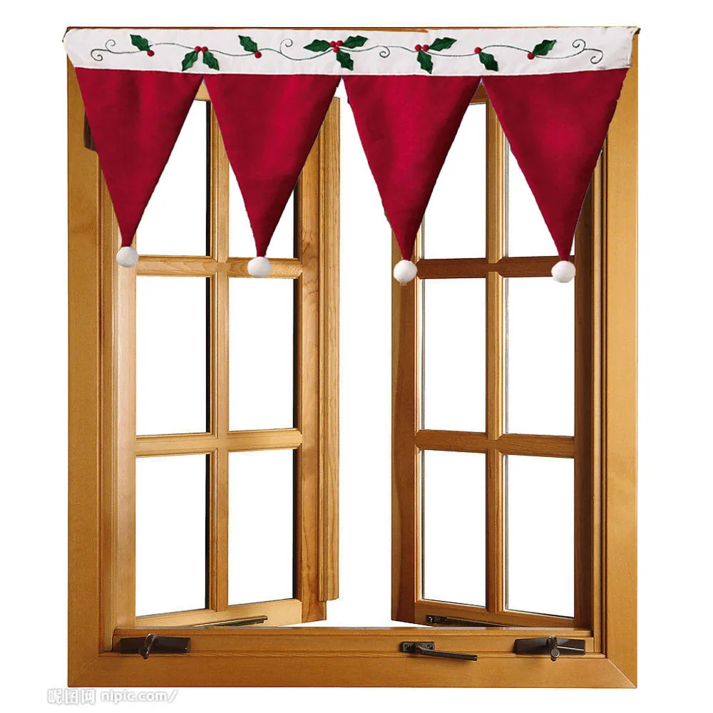 

Creative Red Hat Shape Curtain Christmas Decorative For Window Kitchen Cabinet Door Indoor Door Window Drape Curtain Decorative