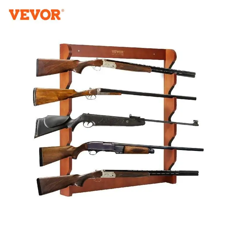 

VEVOE Gun Rack Wood Gun Rack Wall Mount Gun Display Rack holds 4/5 Rifles Shotguns 132 lbs Heavy Duty Rifle Rack w/ Soft Padding