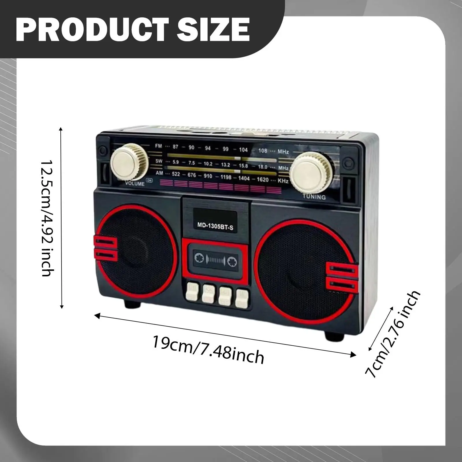 Radio Portable AM SW 3 Band Speaker Sturdy for Home Office Outdoor Compact Support TF Card USB Charging Vintage Design