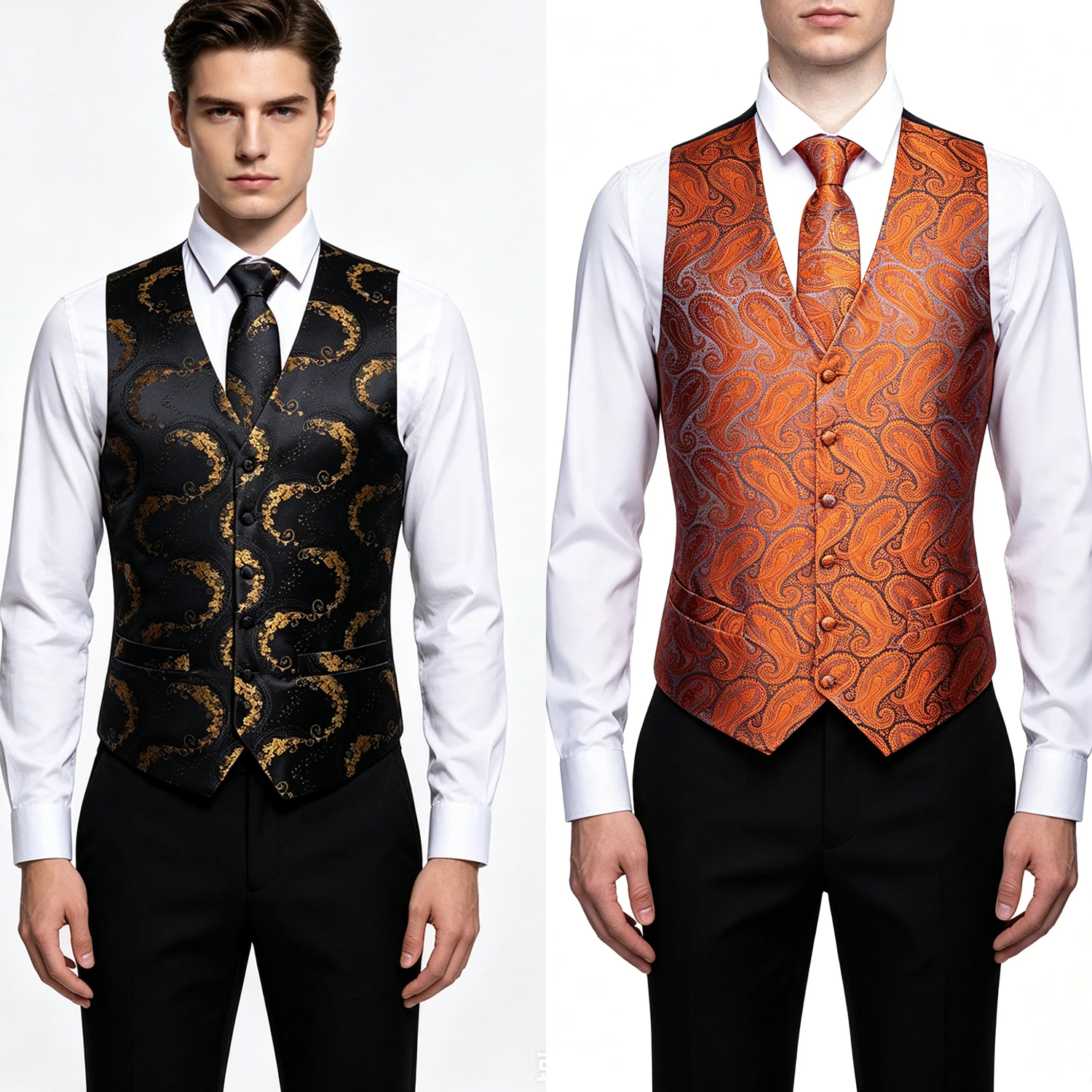 

Formal Classic Mens Vest Party Wedding Solid Waistcoat Red Pink Pocket Square Tie Suit Set