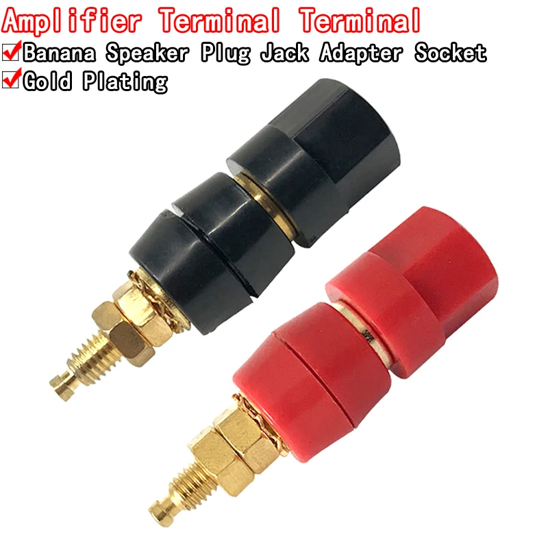 1 par de terminales (negro + rojo), conector rojo y negro, Terminal amplificador, poste de encuadernación, enchufe de altavoz Banana, enchufe adaptador