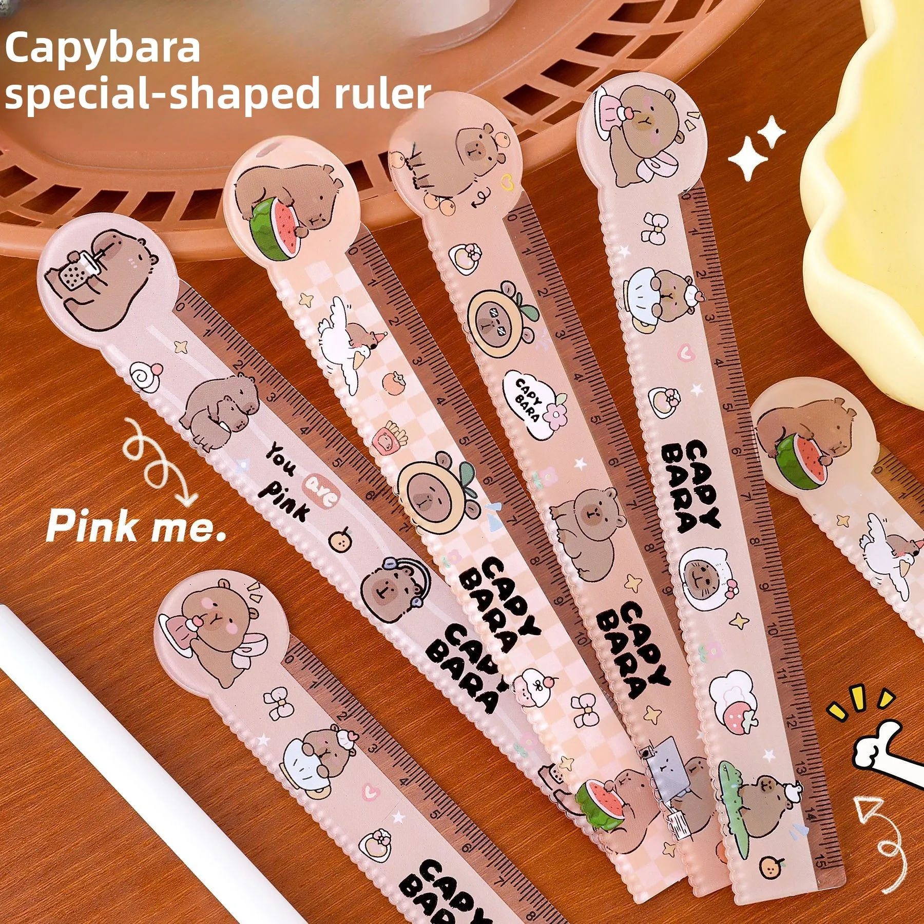 12 Pcs Kapibara Shaped Straight Ruler Student Cute High Value Scale Cartoon Capybara Learning Stationery Straight Ruler