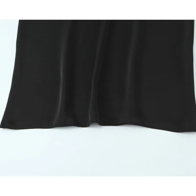 HipSeam المرأة أنيقة فستان ستان طويل الربيع مثير عارية الذراعين الرسن الرقبة المرأة ميدي فستان الجانب البريدي الإناث فساتين أنيقة أنيقة #5