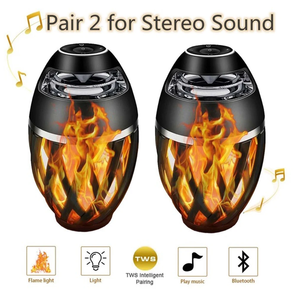 

A1 LED Flame Torch Lamp Bluetooth Speaker TWS Portable Music Player Outdoor Light Wirless Loudspeaker For Home Friend Gift Box