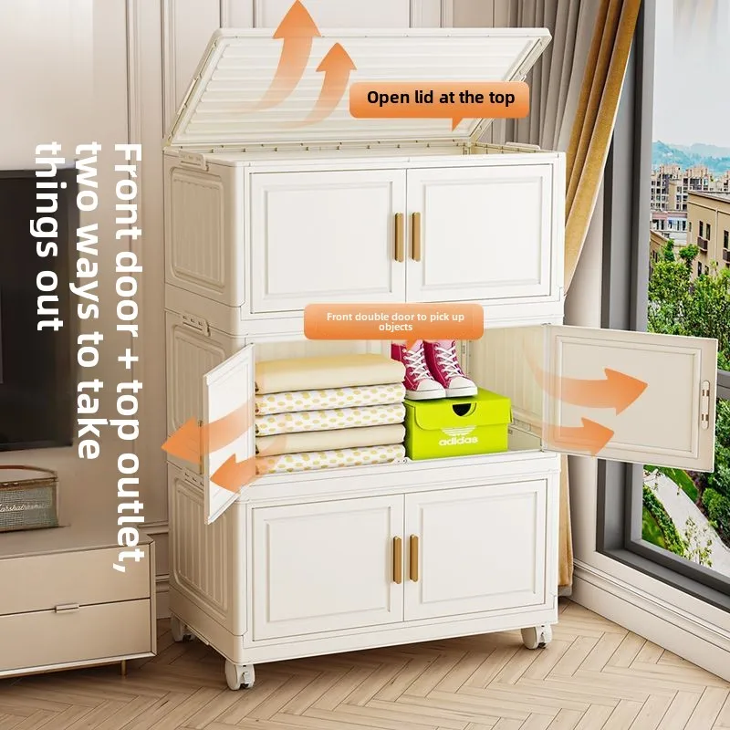 Storage Cabinet Foldable Shoe Cabinet Clothing Book Locker Plastic Large Capacity Shelf Household Dormitory Storage Box