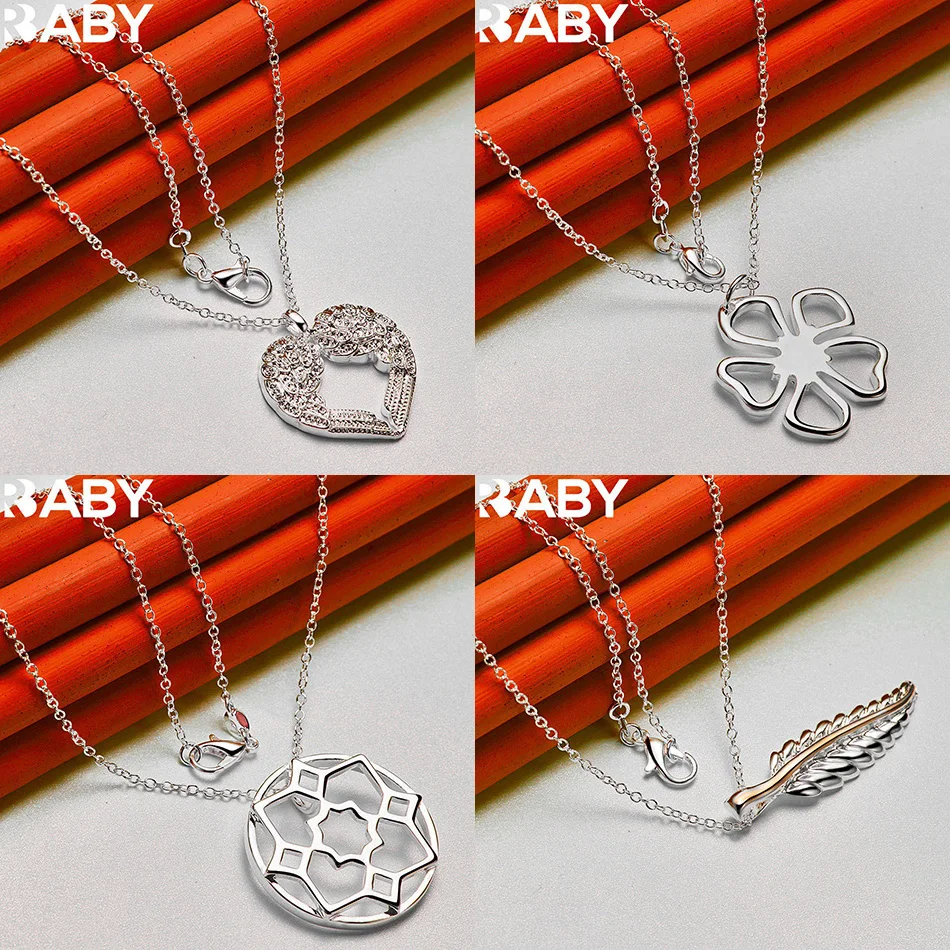 

URBABY 40-75cm 925 Sterling Silver Design Pendant Necklace For Women Men Anniversary Gift Popular Wild Fashion Romantic Jewelry