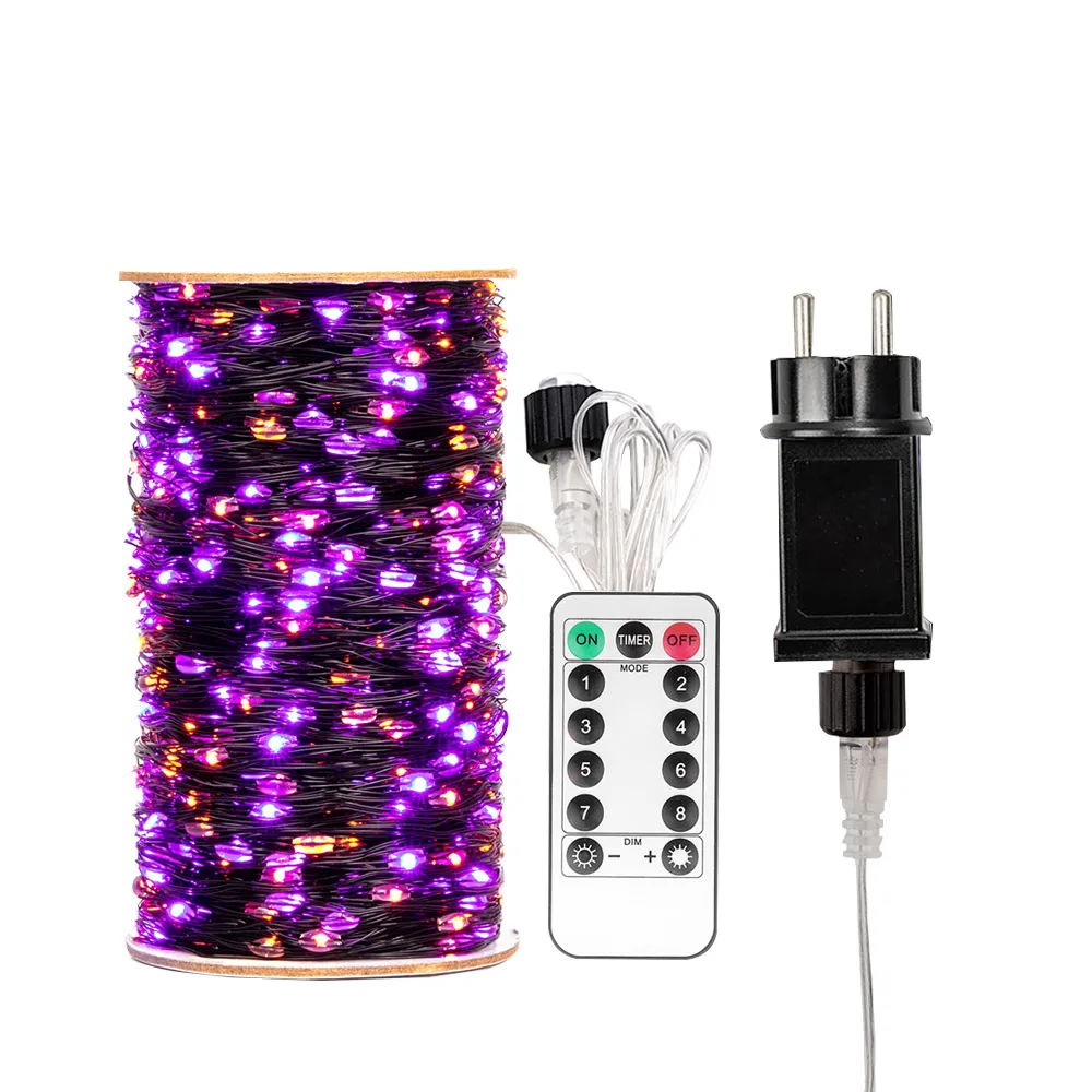 Halloween String Lights Orange & Purple Decor with Timer,300LED 600LED Plug in Fairy Lights Halloween for Halloween Decorations