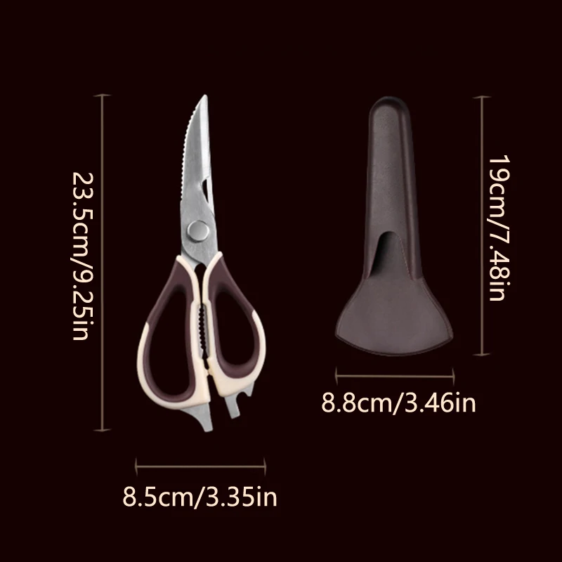 Multi-function Kitchen Shears With Cover Home Food Scissors Stainless Steel Scissors Bottle Opener Restaurant Kitchen Gadget