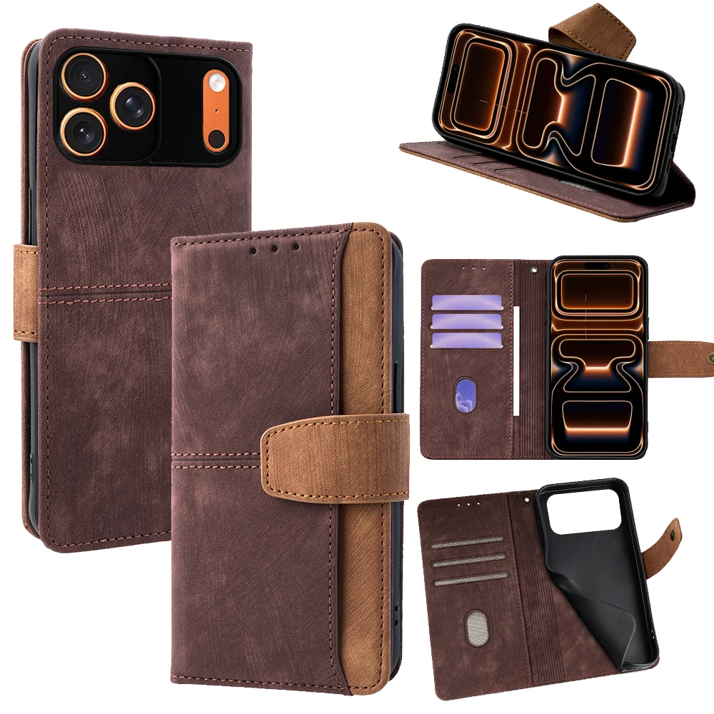 Metal buckle Leather Wallet Phone Case For iPhone 17 Pro Max