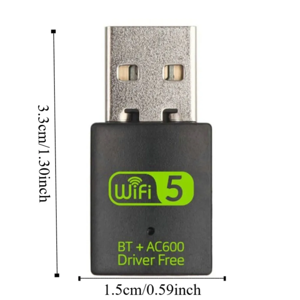 600Mbps Bluetooth 5.0 2 em 1 Dongle Bluetooth BT + AC600 Adaptador de rede Wifi Driver grátis USB2.0 Placa de rede sem fio