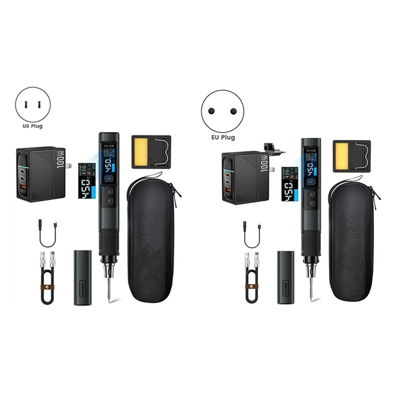 

Flash Trend 2025FNIRSI HS-02B Soldering Iron Smart Sleep IPS Color Display Screen 100-450℃ Portable Repair Tool