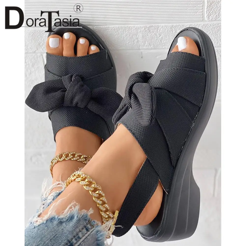 Big Size 35-42 New Ladies Platform Peep Toe Summer Sandals Fashion Bowknot Wedges women's Sandals Casual Comfy Woman Shoes