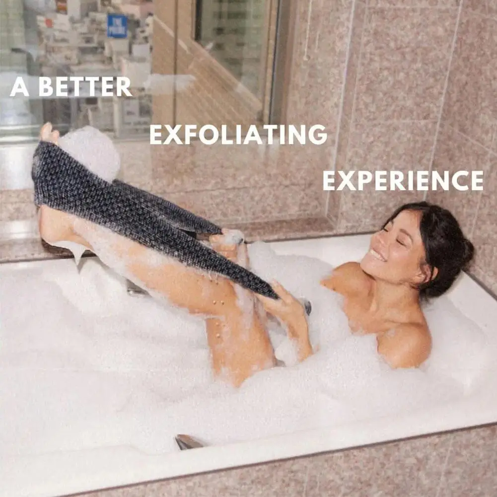 Back Scrubbing Towel Dual Sided Durable Exfoliating Body Towel Back Strap Unisex Detox Mud Back Scrub Extended Bathing Towel