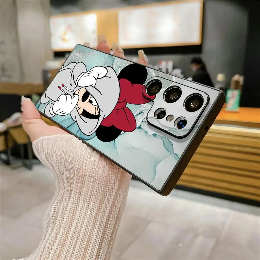 Disney mickey caso para samsung galaxy s25 borda s24 plus s21 fe s23 ultra s20 preto macio capa de telefone