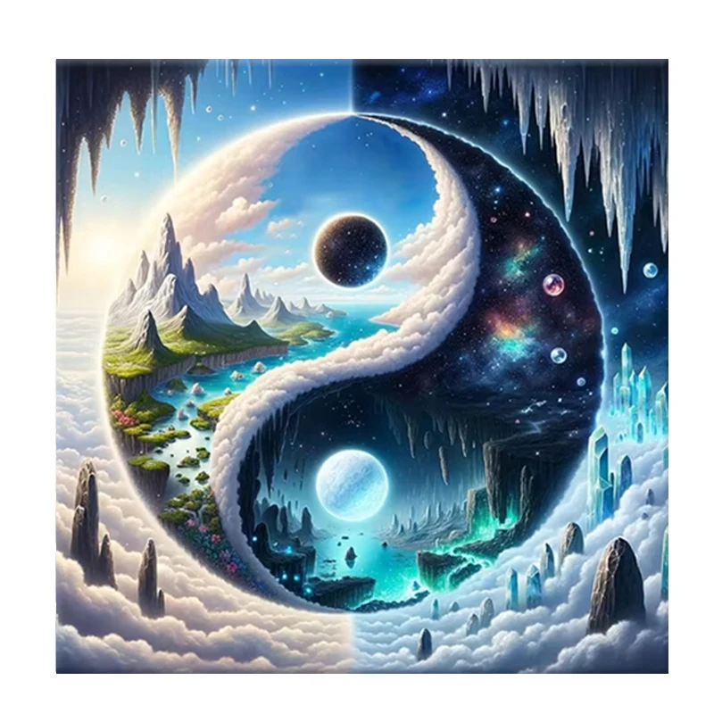 Yin Yang Bagua Landscape Diamond Art Paintings DIY Diamond Painting Full Square New Mosaic Jewelry Cross Stitch  Home Decoration