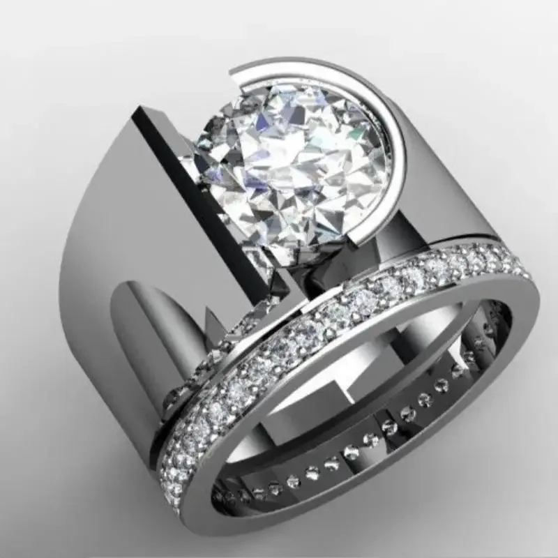 European and American Trendy Brand Ke and Future Style Inlaid Circular Zircon Ring, High-end Design, Niche Shaped Jewelry