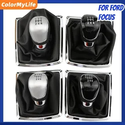 5 6 Speed MT Car Gear Head Shift Knob Lever for Ford Focus 2 2006-2011 Fiesta Kuga 2008-2012 with Leather Dustproof Cover