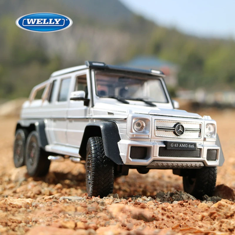 WELLY 1:24 Mercedes-Benz G63 AMG 6*6 modello di auto in lega diecast e giocattolo in metallo fuoristrada modello di auto simulazione regali per